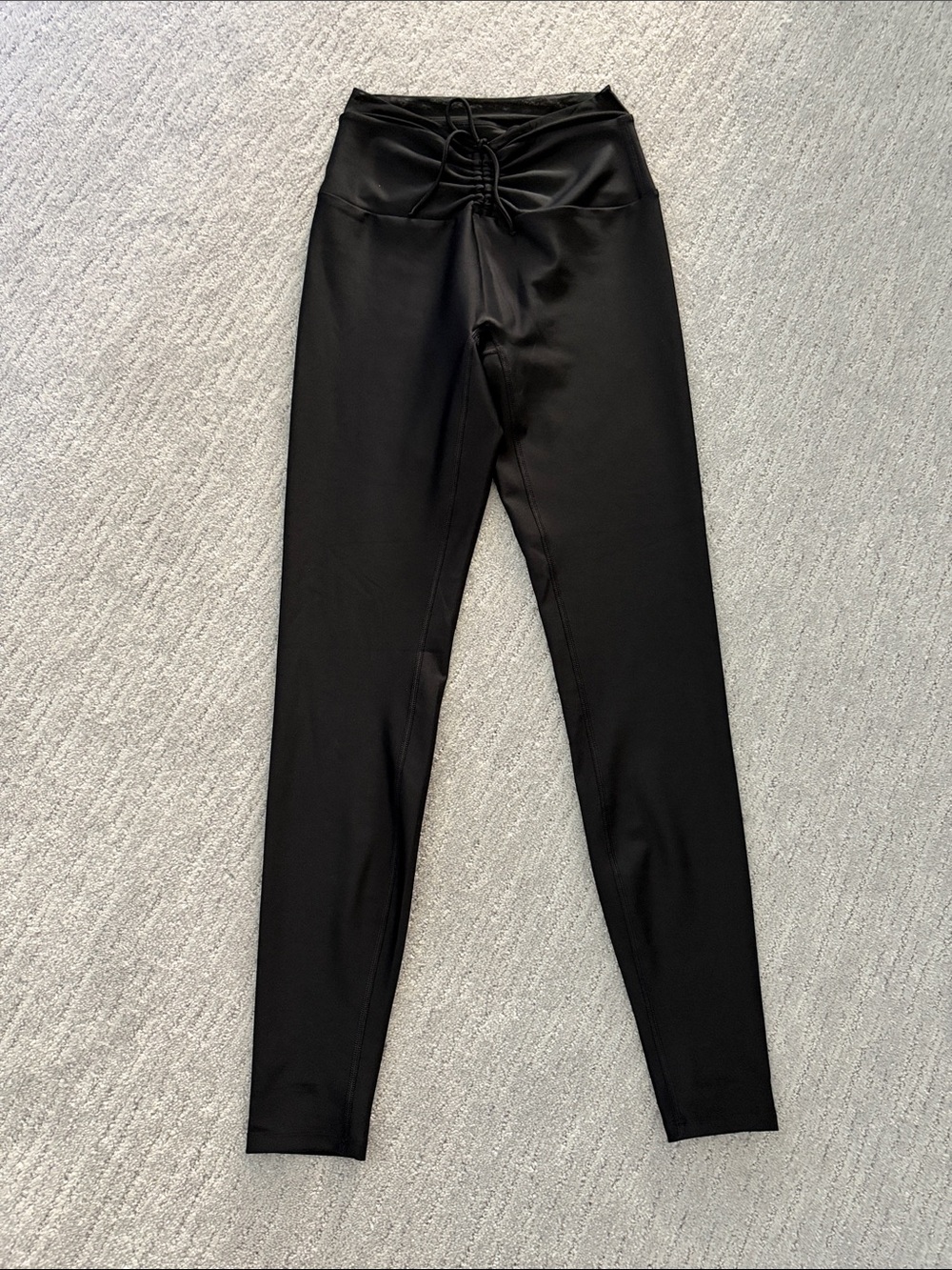 ALO Yoga Black High-Rise Leggings with Ruched Drawstring Waist